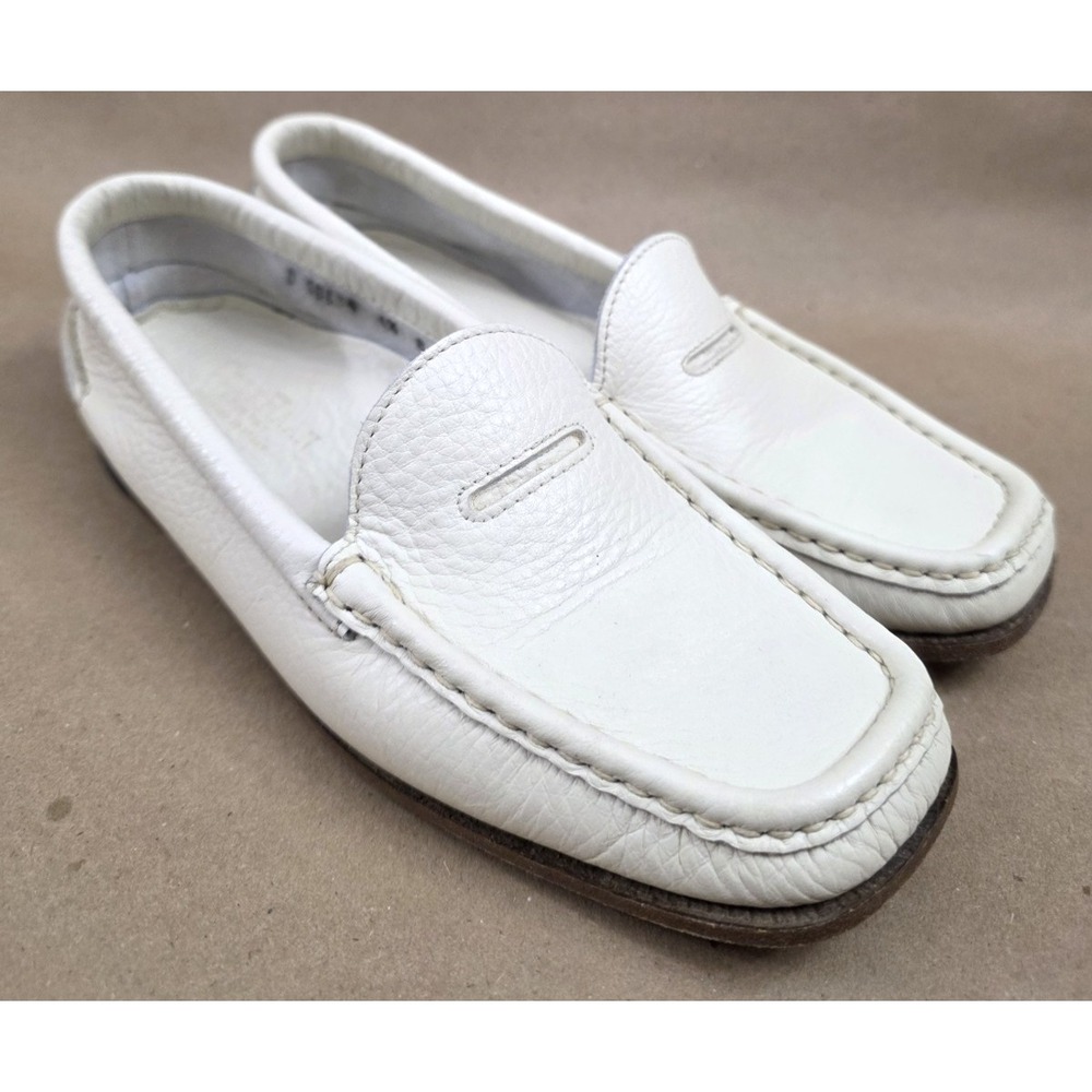 Cole Haan (Sz 6.5 B) Shoes Womens White Leather Penny Loafer Slip On Italy